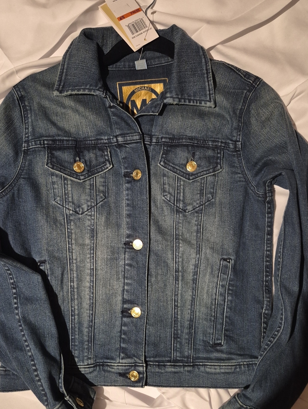 Michael Kors Blue Denim Jacket with Gold Buttons